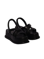 Sandalia de plataforma negra modelo Julia con tiras tubulares acolchadas, calzado básico y elegante de Zuoro Shoes